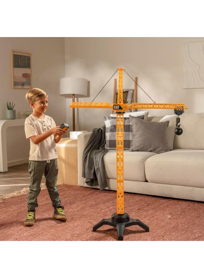 CATERPILLAR CAT WorkForce Remote Control Jumbo Power Crane 50-Inches Tall with Mini Figure and Contruction Vehicle Playset | 360-degree Rotating Lift, Hook and Wrecking Ball | Move, Lift and Lower the Crane like a real demolition expert! |Pretend Play for Kids Ages 5Y+ - Image 2